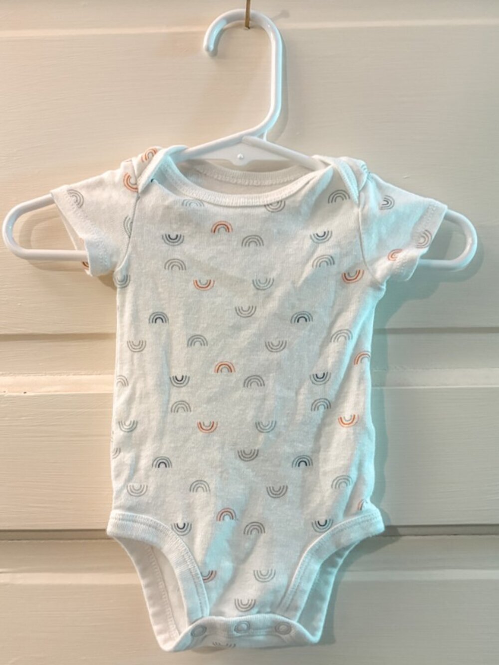 Carter's White Rainbow Pattern Newborn Onesie